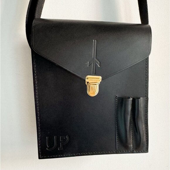 Black Leather Deadstock Brand New Men's Crossbody Bag - Picture 1 of 9